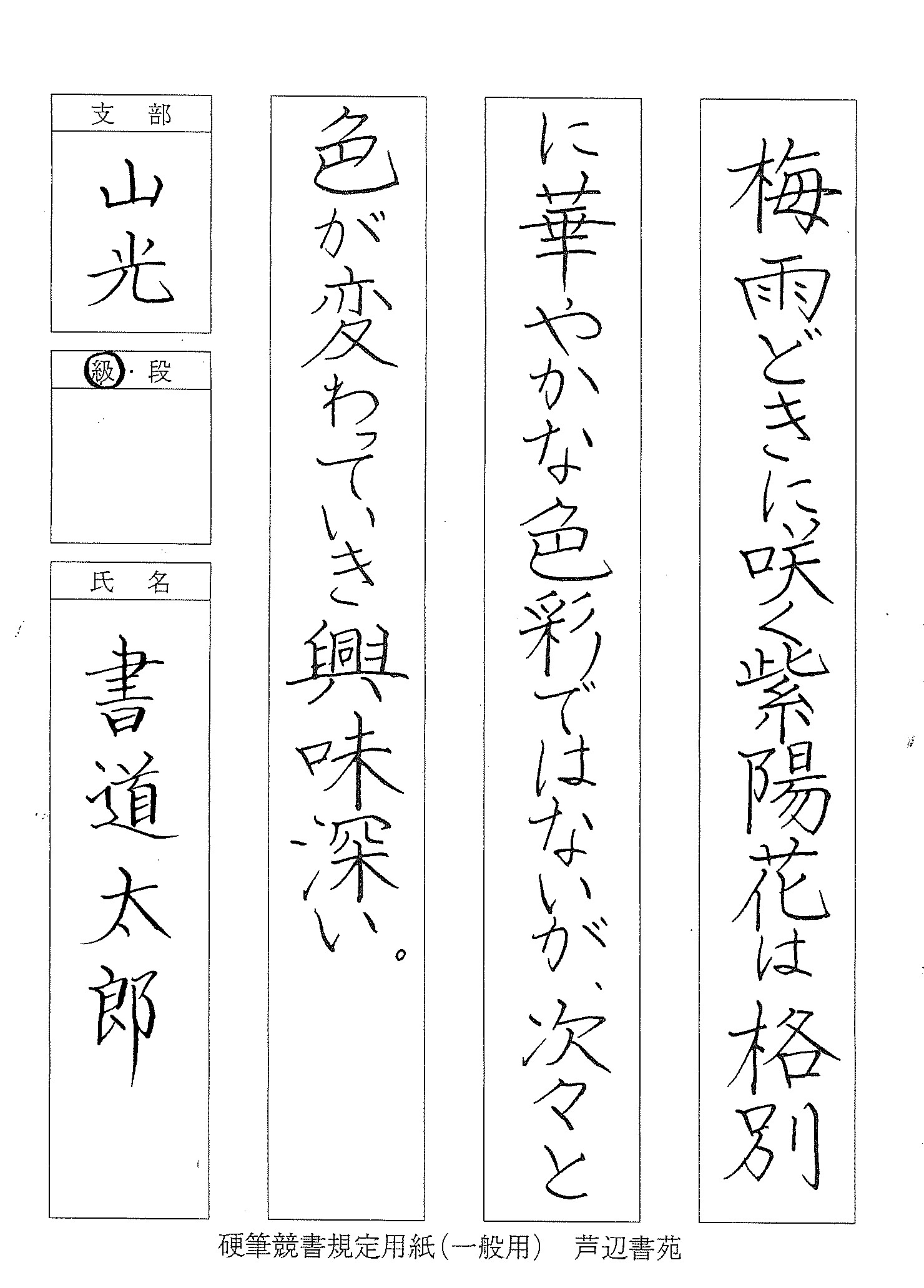 硬筆の記入例